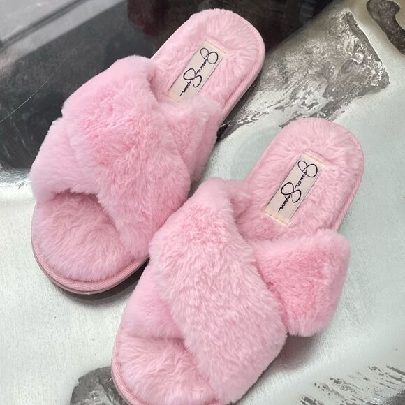 Jessica Simpson Women's Cross Band Soft Plush Memory Foam House Slipper Size 6/7 - Picture 2 of 13